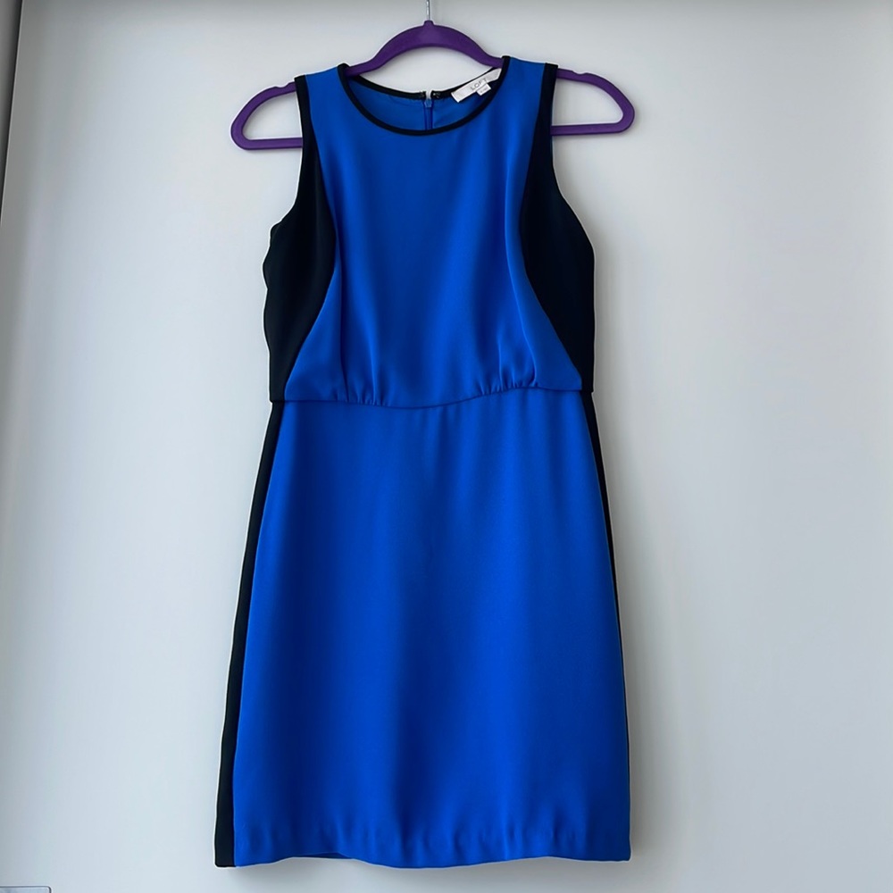 Ann Taylor Loft color block blue dress.